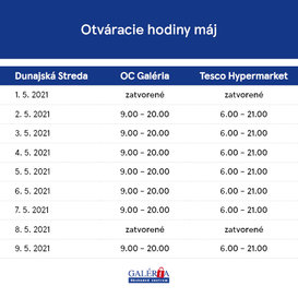 Otváracie hodiny máj