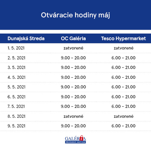 Otváracie hodiny máj